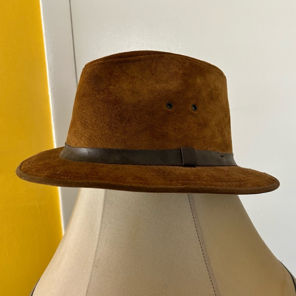 Brown Leather Suede Hat